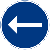 Sign-face, D1, N3, Påbjuden körriktning, rak pil, Ø600